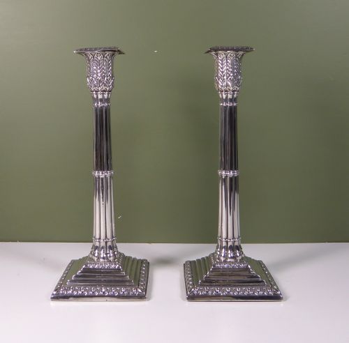 Pair of 19th C Silver Candlesticks