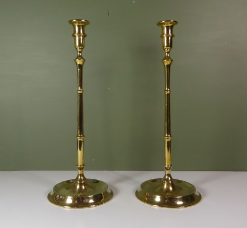 Tall Pair of Brass Candlesticks