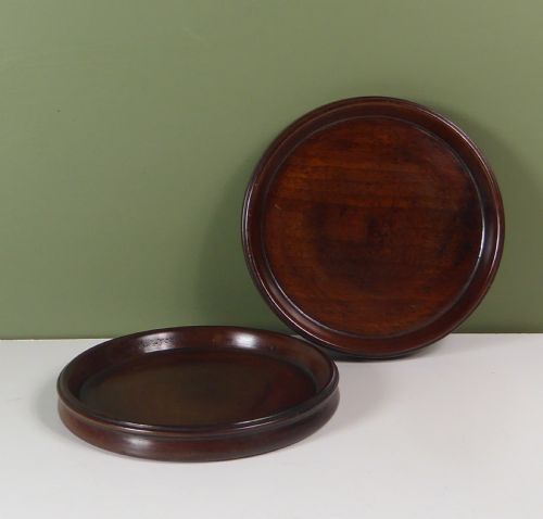 Pair of 18th C Mahogany Bottle Coasters