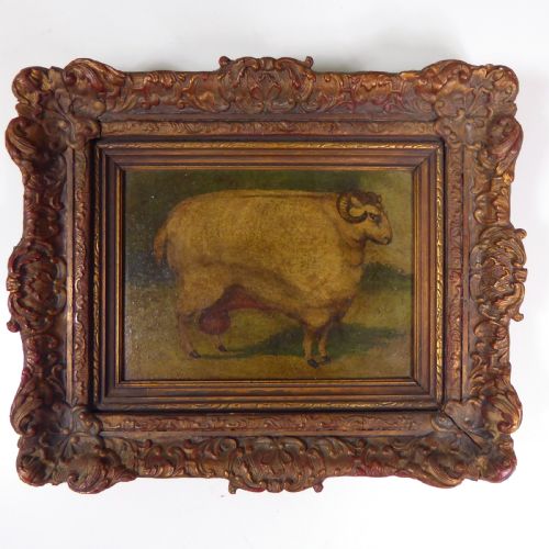 19th C Oil Painting of a Ram