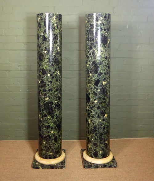 Pair of Simulated Marble Column Pedestals