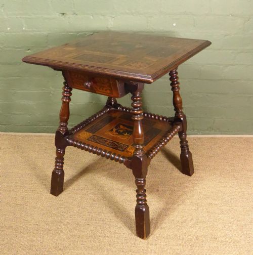 19th C Walnut Inlaid Table