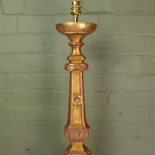 19TH C GILT PRICKET STICK LAMP BASE - ADDITIONAL PHOTO 2