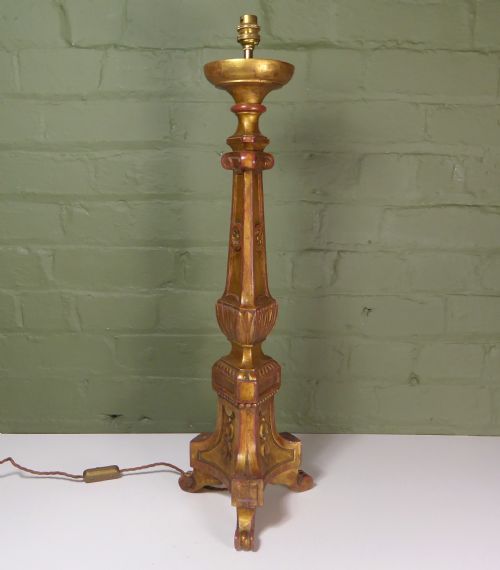 19TH C GILT PRICKET STICK LAMP BASE - ADDITIONAL PHOTO 3