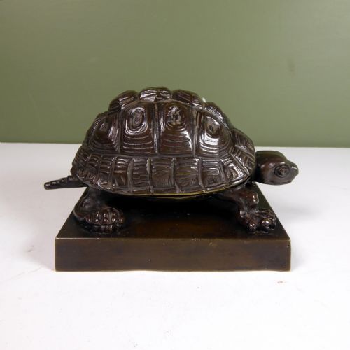 19th C Bronze Tortoise Inkwell