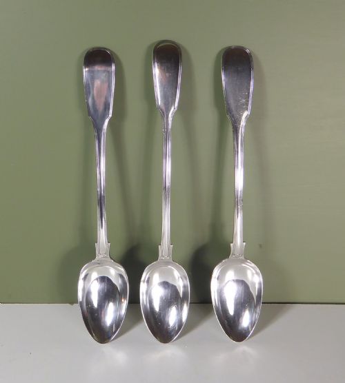 Three Large Silver Plated Basting Spoons C 1860