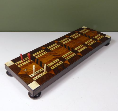 19th C Inlaid Cribbage Board
