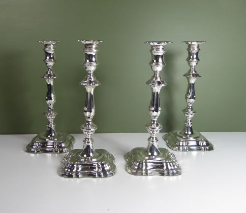 Set of Four Large Silver Candlesticks