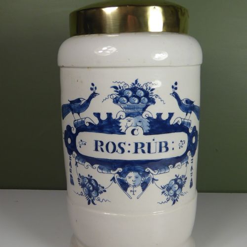 fig 1. EARLY 18TH C DELFT POTTERY APOTHECARY JAR