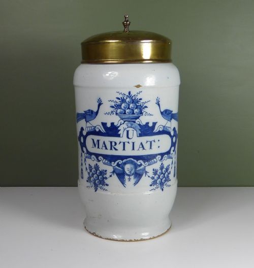 Large 18th C Delft Pottery Apothecary Jar