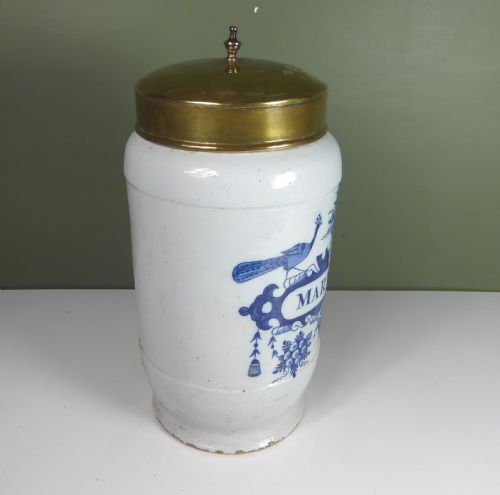 fig 1. LARGE 18TH C DELFT POTTERY APOTHECARY JAR