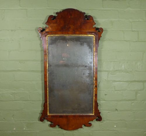 18th C Walnut Fret Cut Mirror