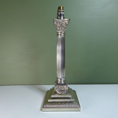 19th C Silver Plated Lamp Base