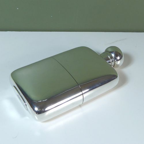 Large Silver Hip Flask with Cup 1896