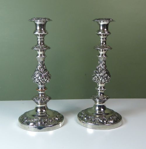 Pair of Silver Plated Candlesticks C1850