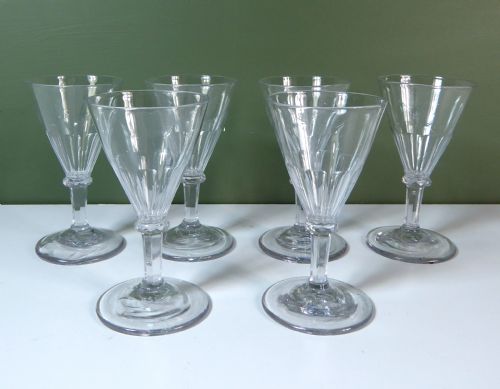 Set of Six 19th C Wine Glasses