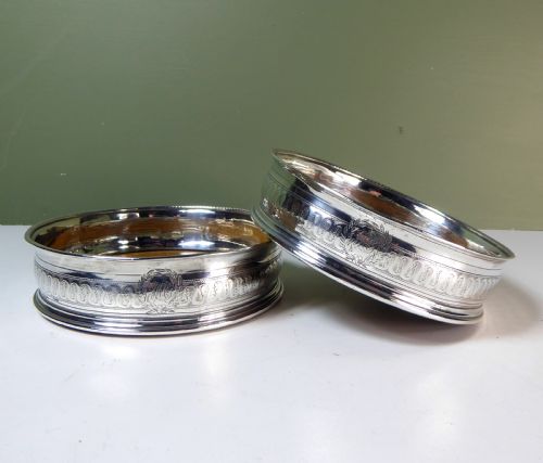 Pair of Silver Bottle, Decanter Coasters