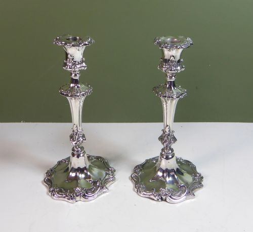 Pair of 19th C Silver Candlesticks 1842