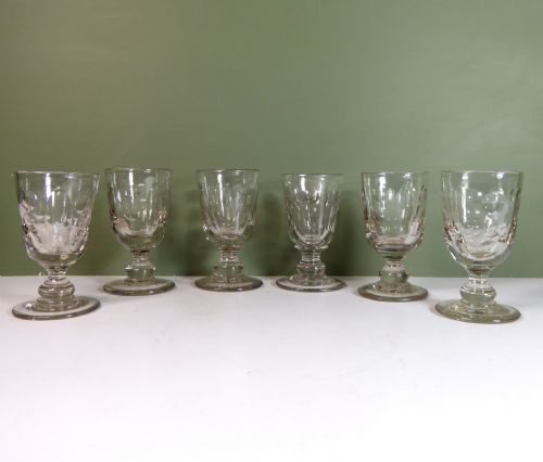 Set of Six 19th C Rummer Glasses