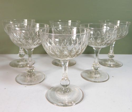 Set of Six 19th C Champagne Glasses