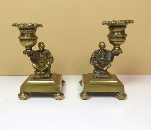 Pair of 19th C Brass Candlesticks