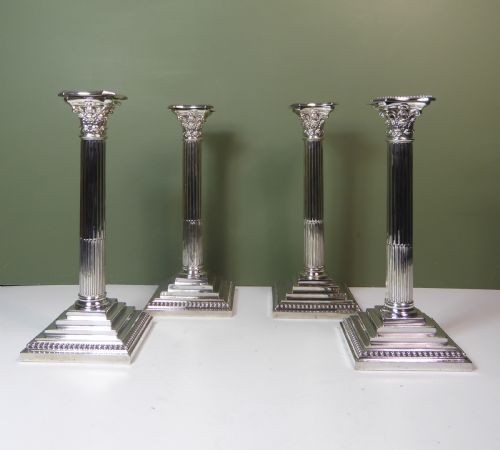 Set of Four 19th C Silverplated Candesticks