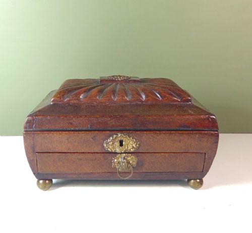 19th C Morroco Leather Work Box