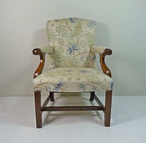 19th C Mahogany Open Arm Chair