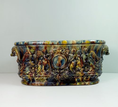 19th C Majolica Jardiniere Planter