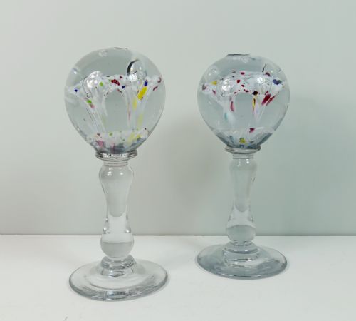 Pair of 19th C Glass Pinnacles