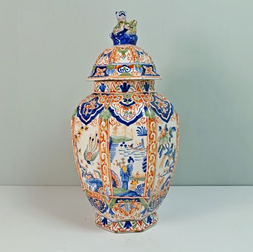 18th C Delft  Vase & Cover