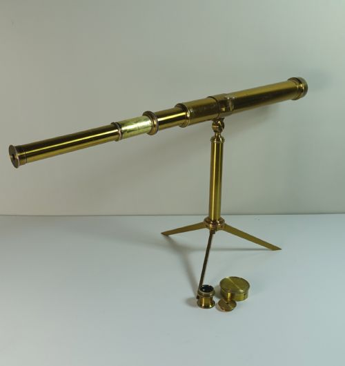 19TH C GILT BRASS TABLE TOP TELESCOPE - ADDITIONAL PHOTO 3