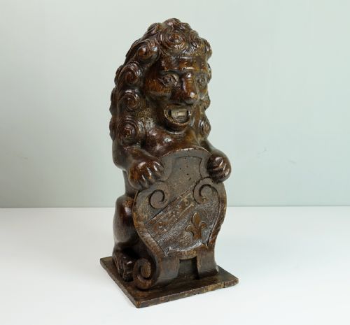 18th C Carved Oak Lion