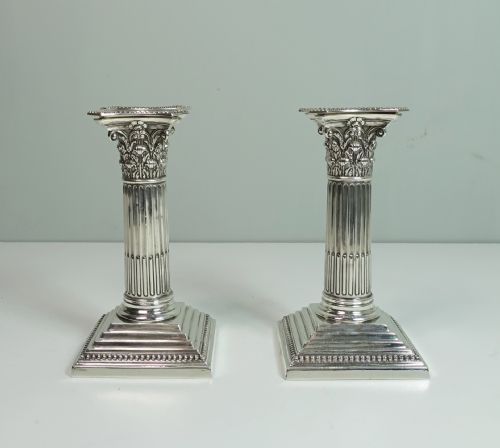 Pair of 19th C Silver Candlesticks