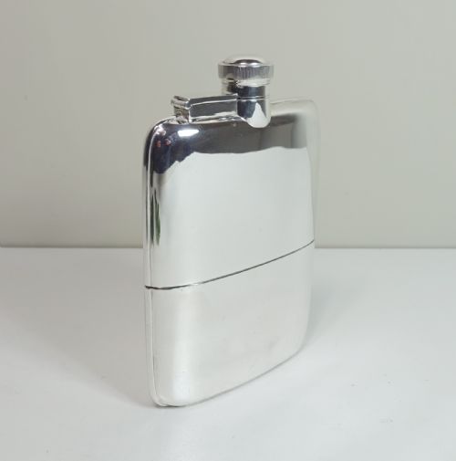 Large 19th C Silver Plated Gieves Hip Flask