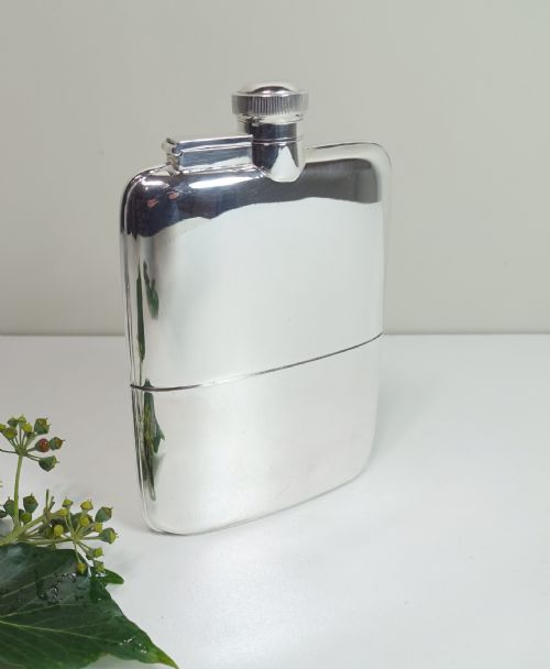 fig 1. LARGE 19TH C SILVER PLATED GIEVES HIP FLASK