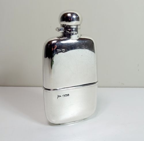 Solid Silver Hip Flask 1900
