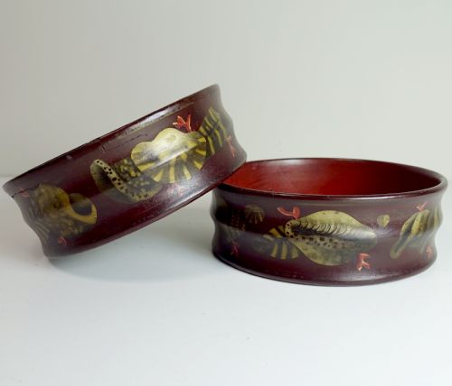 Pair of Regency Papier Mache Coasters