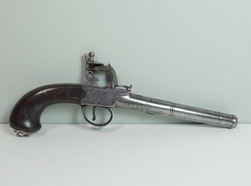 18th C Flintlock Pistol with Mask Decoration