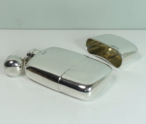 Solid Silver Hip Flask, Sheffield 1910