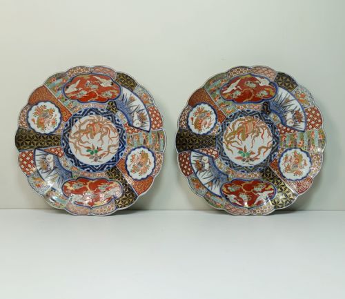 Pair of 19th C Imari Chargers