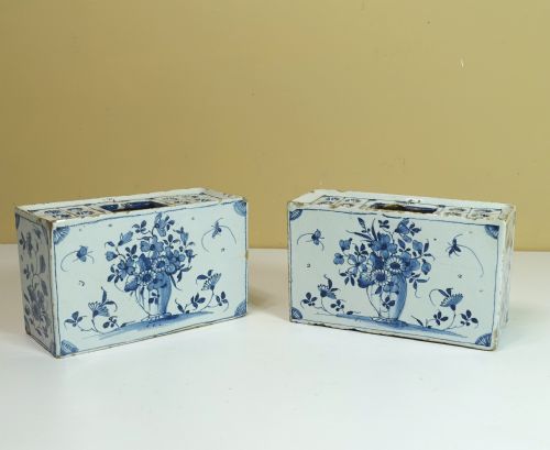 Pair of 18th C London Delft Flower Bricks