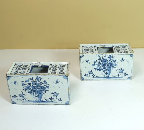 fig 1. PAIR OF 18TH C LONDON DELFT FLOWER BRICKS