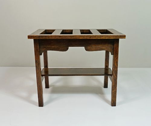 19th C Oak Luggage Stand with Shelf