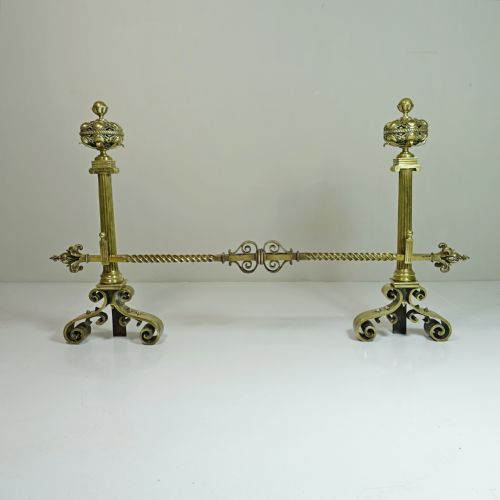 Pair of 19th C Brass Fire Dogs