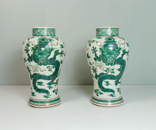 Pair of 19th C Chinese Vases