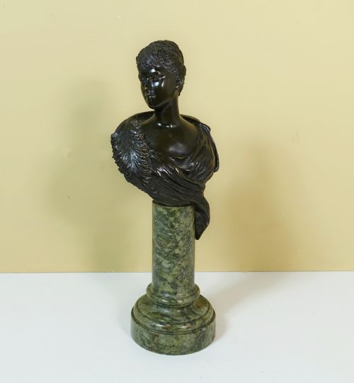 19th C Bronze Bust on Marble Pedestal