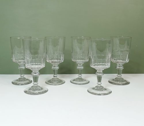 Set of Six 19th C Wine Glasses