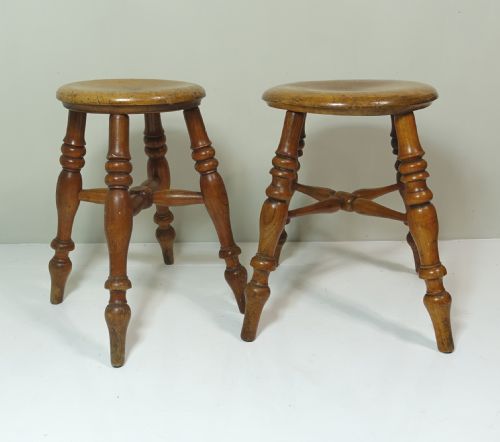 Two 19th C Oak & Elm Stools