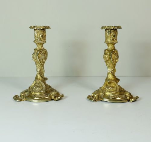 Pair of 18th C Ormolu Candlesticks
